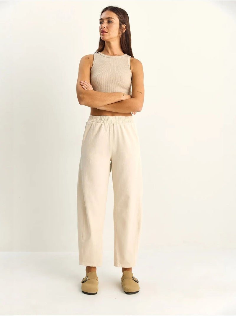 Pantalon à jambes droites avec taille élastique et poches lucci Crème - Kiabi