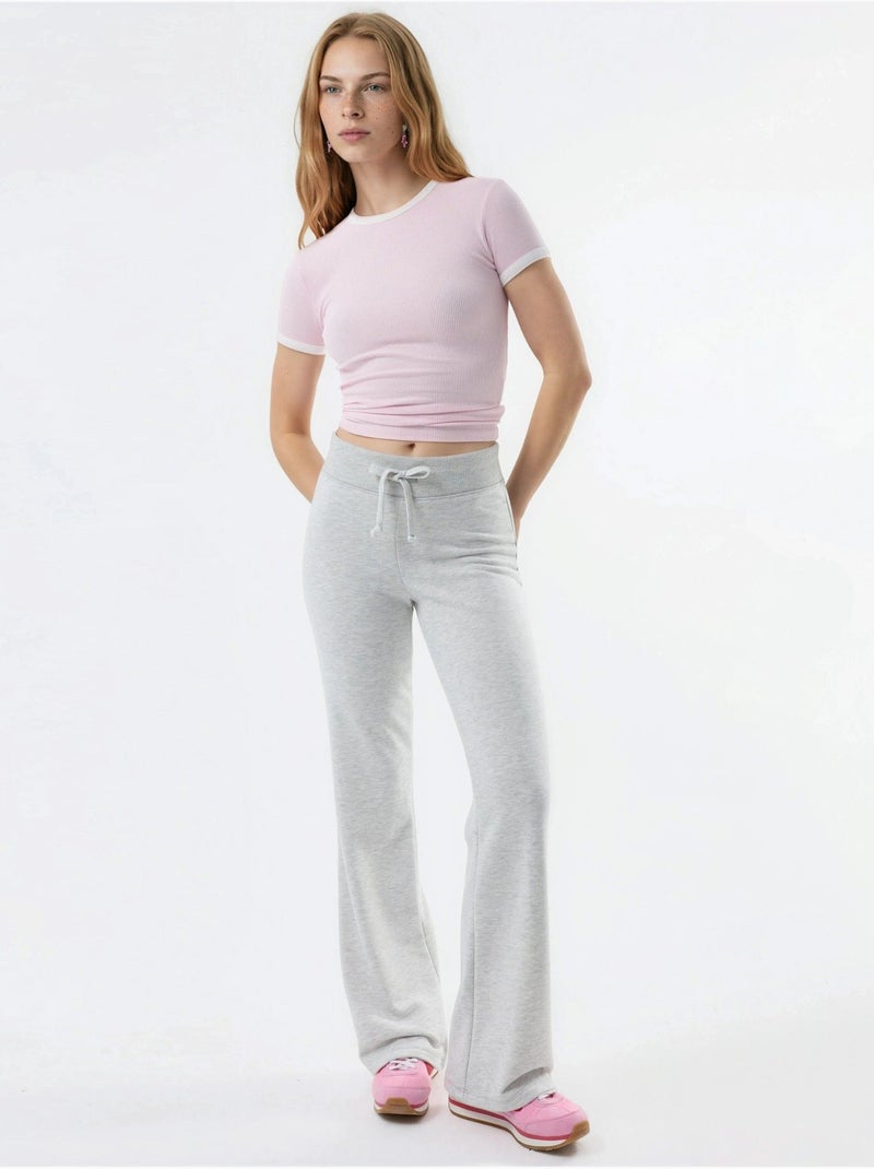 Pantalon à jambes évasées avec taille élastique busem Gris - Kiabi