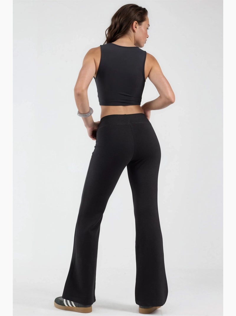 Pantalon à jambes évasées avec taille élastique busem Noir - Kiabi