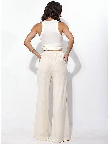 Pantalon à jambes larges à enfiler