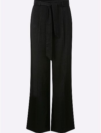 Pantalon à jambes larges avec ceinture à nouer amovible - Taille standard - Moda Vilona