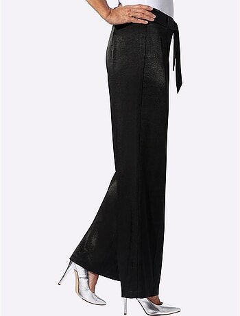 Pantalon à jambes larges avec ceinture à nouer amovible - Taille standard - Moda Vilona