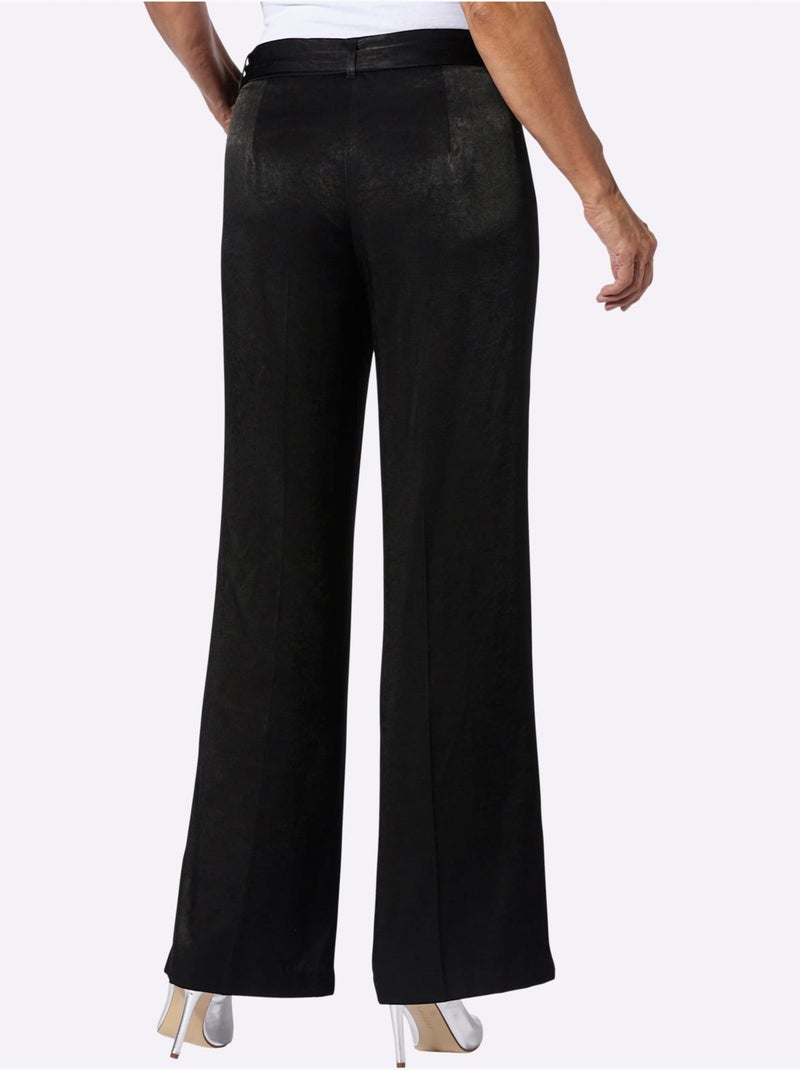 Pantalon à jambes larges avec ceinture à nouer amovible - Taille standard - Moda Vilona Noir - Kiabi