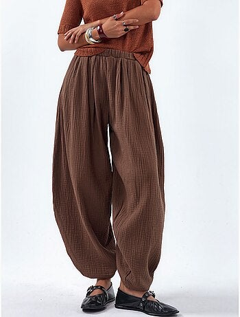 Pantalon à jambes larges avec taille élastique busem