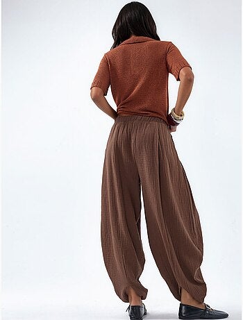 Pantalon à jambes larges avec taille élastique busem