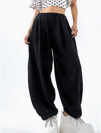 Pantalon à jambes larges avec taille élastique busem