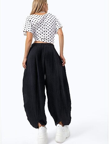 Pantalon à jambes larges avec taille élastique busem