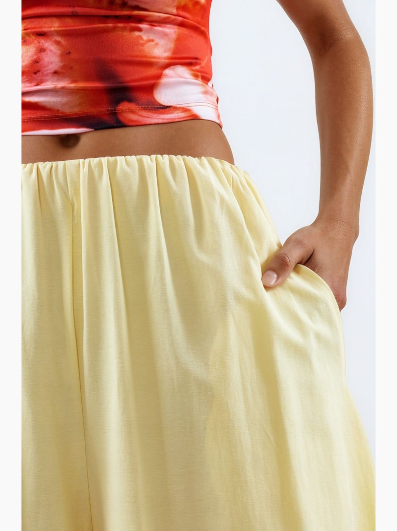 Pantalon à jambes larges busem Jaune citron - Kiabi
