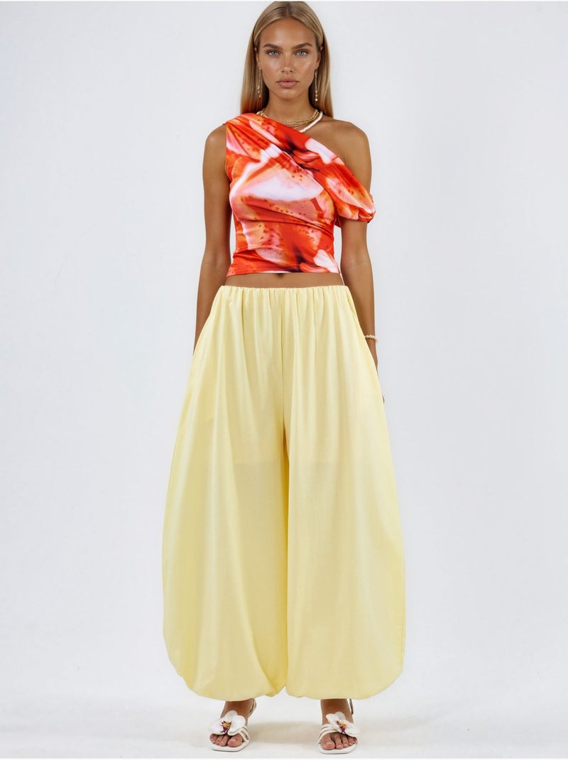 Pantalon à jambes larges busem Jaune citron - Kiabi