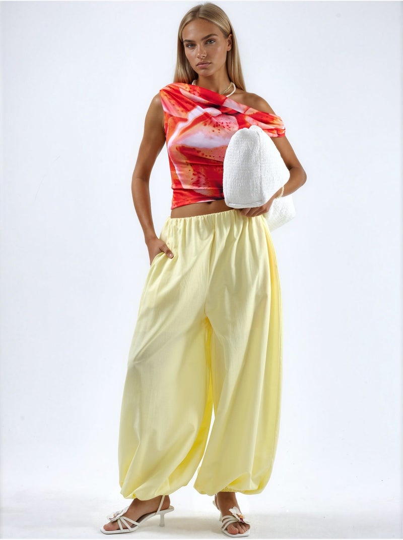 Pantalon à jambes larges busem Jaune citron - Kiabi