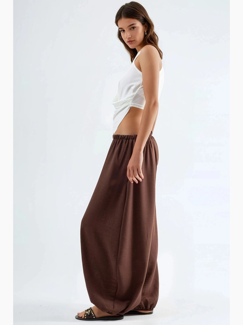 Pantalon à jambes larges busem Marron - Kiabi