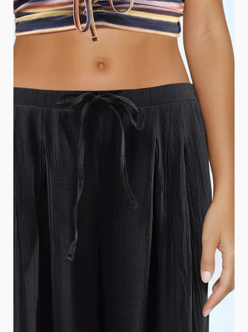 Pantalon à jambes larges et cordon de serrage busem Noir - Kiabi