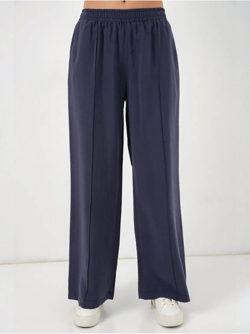 Pantalon à jambes larges et taille élastique bdart Bleu marine - Kiabi