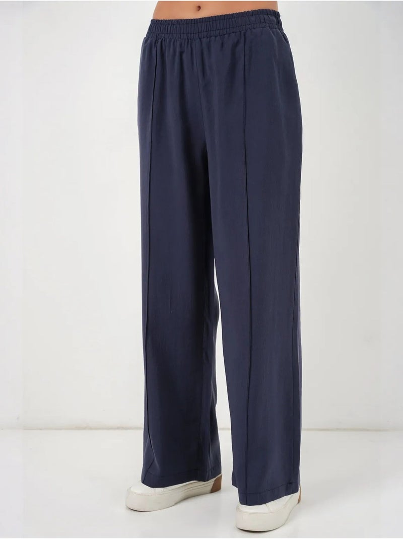 Pantalon à jambes larges et taille élastique bdart Bleu marine - Kiabi