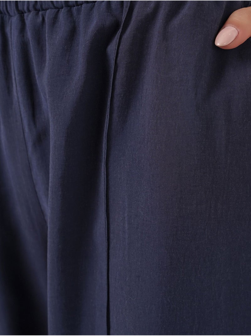 Pantalon à jambes larges et taille élastique bdart Bleu marine - Kiabi