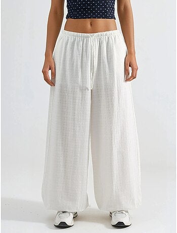 Pantalon à jambes larges et taille élastiquée avec cordon de serrage busem