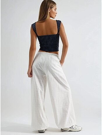 Pantalon à jambes larges et taille élastiquée avec cordon de serrage busem