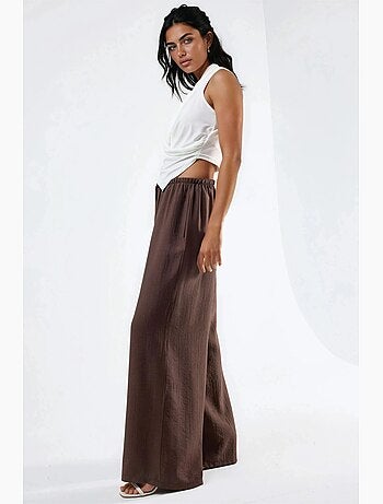 Pantalon à jambes larges et taille élastiquée avec cordon de serrage et poches busem