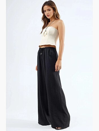 Pantalon à jambes larges et taille élastiquée avec cordon de serrage et poches busem