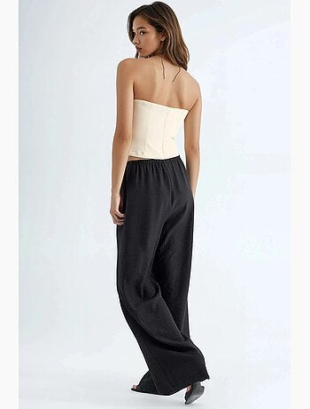 Pantalon à jambes larges et taille élastiquée avec cordon de serrage et poches busem