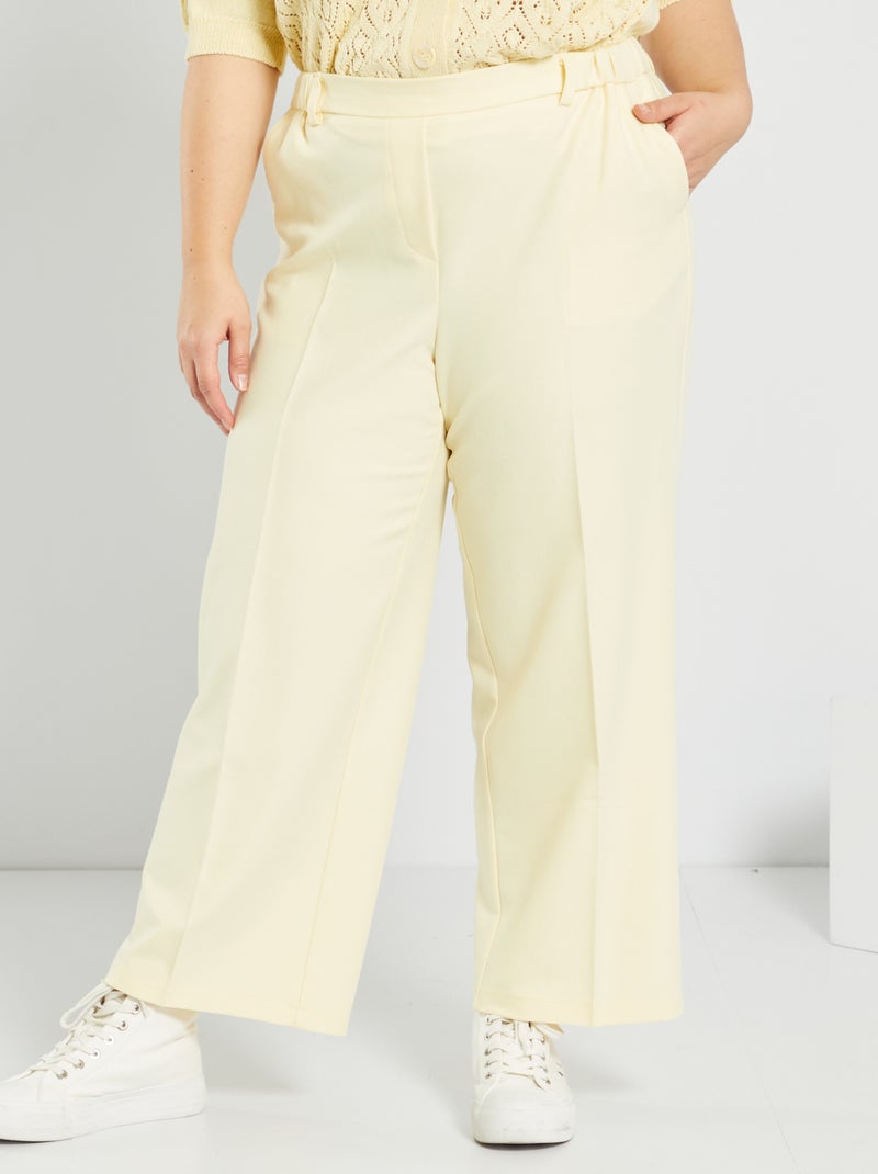 Pantalon à jambes larges jaune - Kiabi