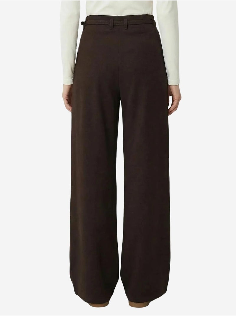 Pantalon à jambes larges plissé et ceinturé istanbul Marron chocolat - Kiabi