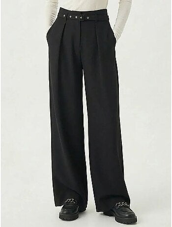 Pantalon à jambes larges plissé et ceinturé istanbul