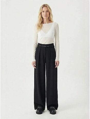 Pantalon à jambes larges plissé et ceinturé istanbul