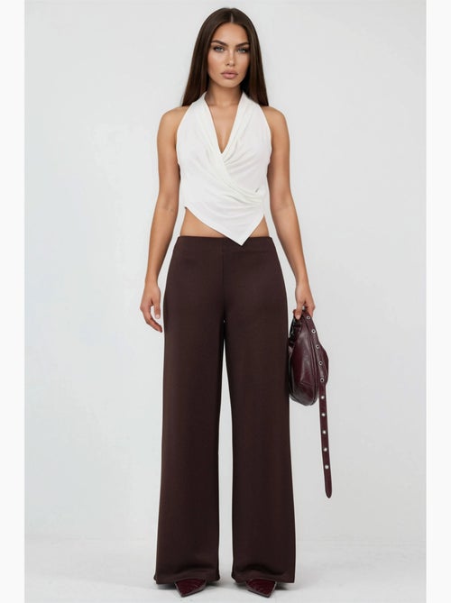 Pantalon à jambes larges taille haute busem - Kiabi Pantalon à jambes larges taille haute busem - Kiabi
