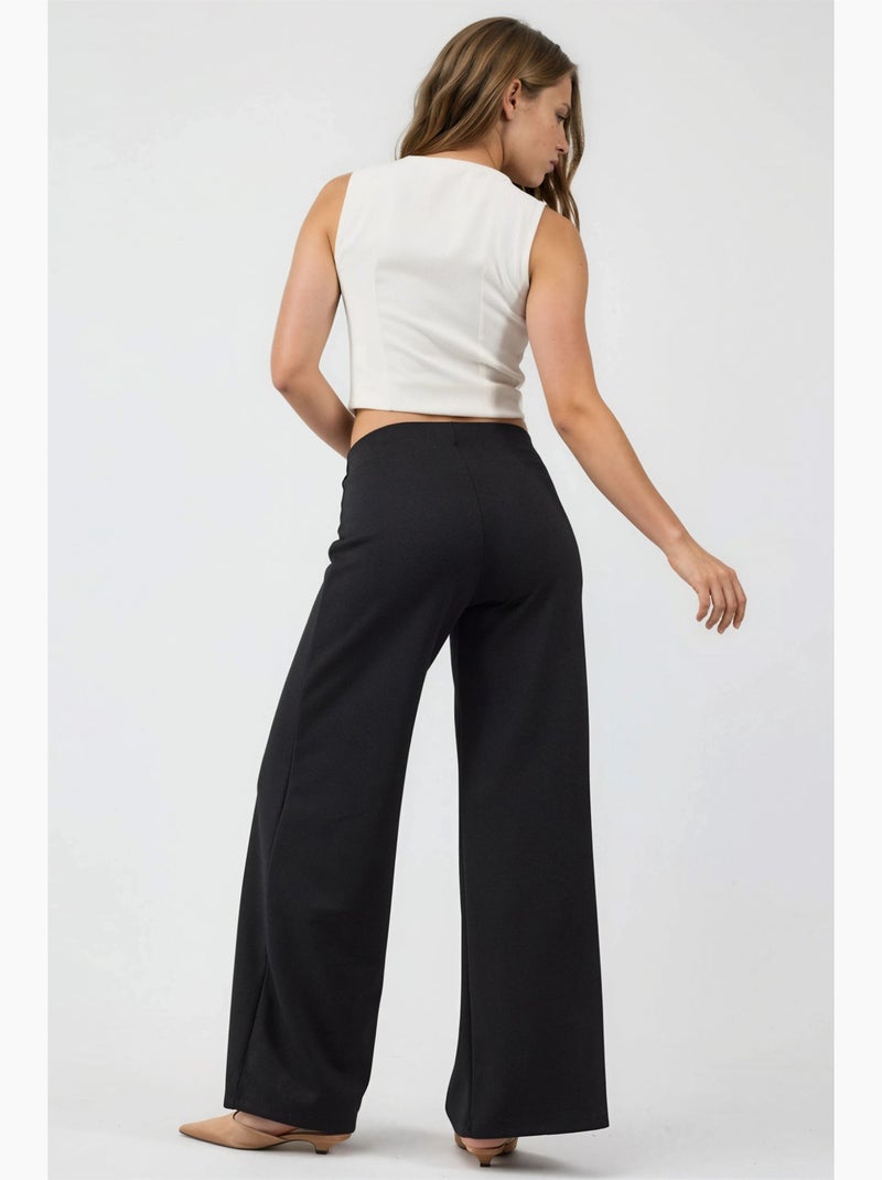 Pantalon à jambes larges taille haute busem Noir - Kiabi