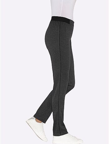 Pantalon doux à motif géométrique avec passepoil noir - taille courte - moda vilona