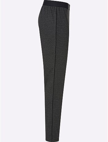 Pantalon doux à motif géométrique avec passepoil noir - taille courte - moda vilona