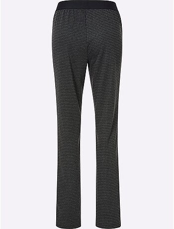 Pantalon doux à motif géométrique avec passepoil noir - taille courte - moda vilona