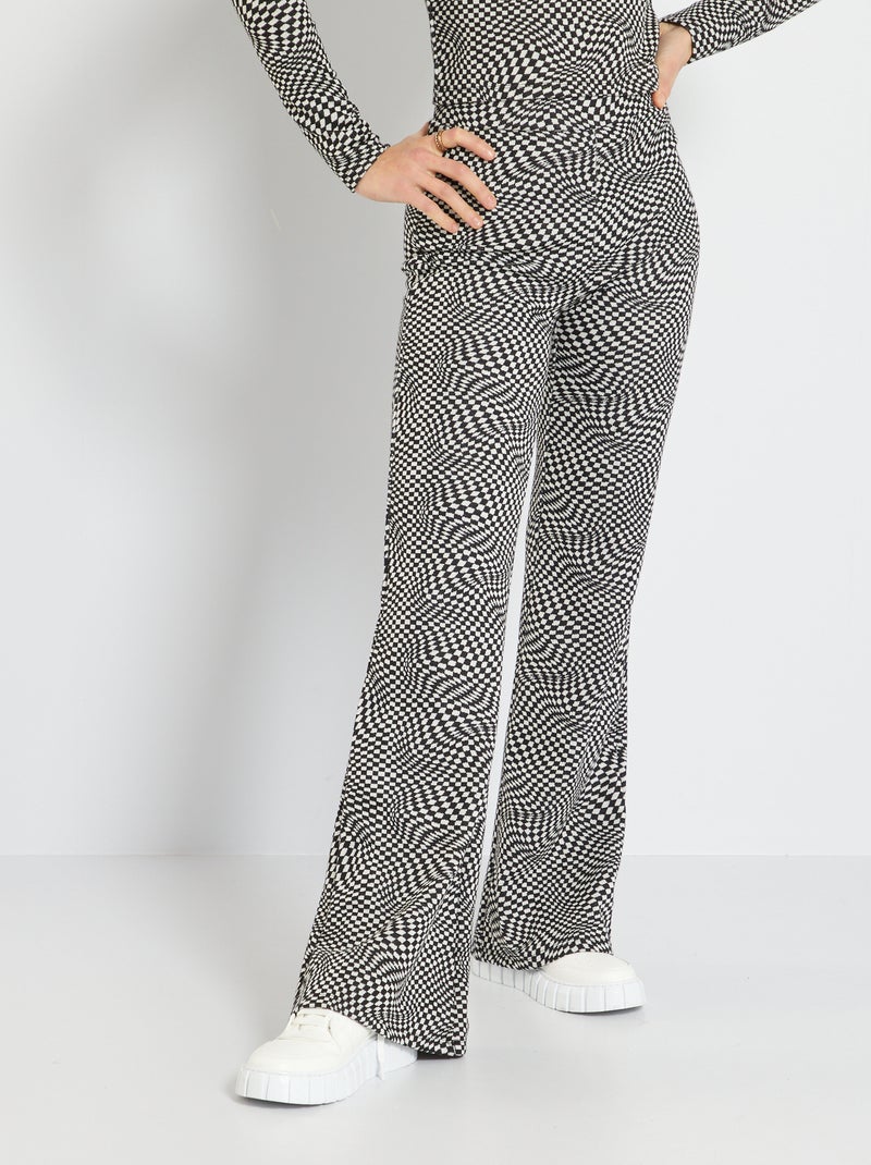 Pantalon à motif damier noir - Kiabi