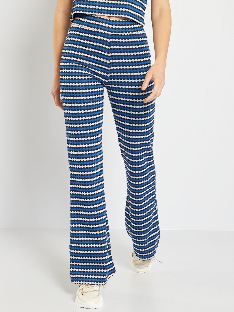 Pantalon à motif jacquard bleu - Kiabi