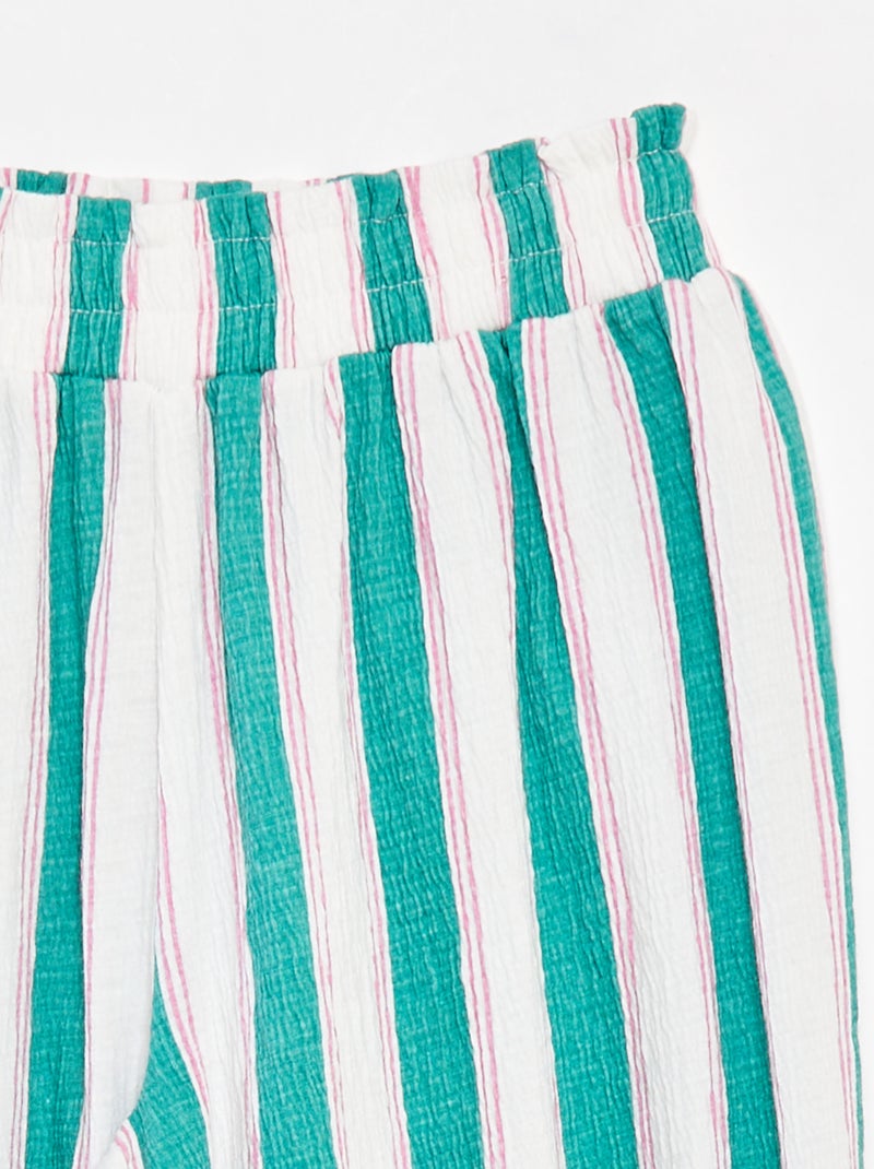 Pantalon à motif rayé coupe large VERT - Kiabi