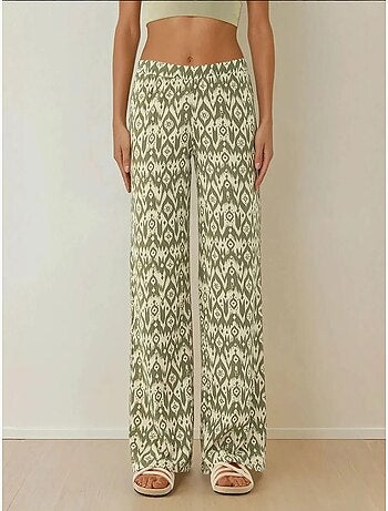 Pantalon à motifs taille haute et jambes larges