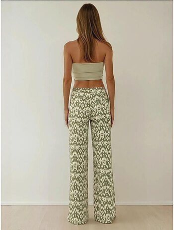 Pantalon à motifs taille haute et jambes larges