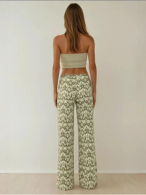 Pantalon à motifs taille haute et jambes larges - Kiabi Pantalon à motifs taille haute et jambes larges - Kiabi