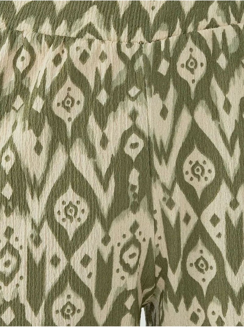 Pantalon à motifs taille haute et jambes larges Vert pastel - Kiabi