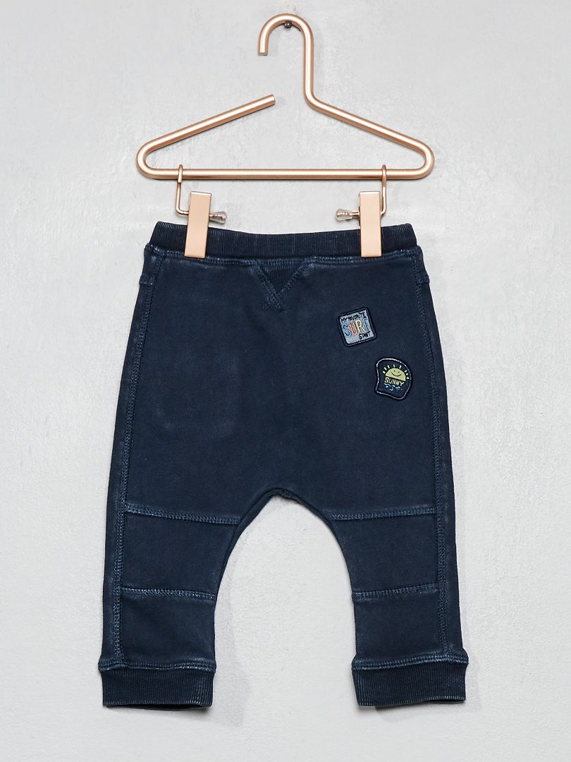 Pantalon à patchs brodés bleu marine - Kiabi