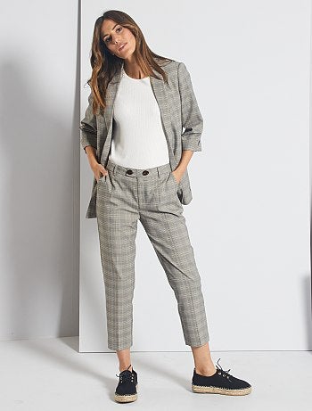 Pantalon à pinces à carreaux