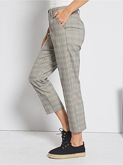 Pantalon à pinces à carreaux - Kiabi