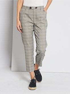 Pantalon à pinces à carreaux - Kiabi