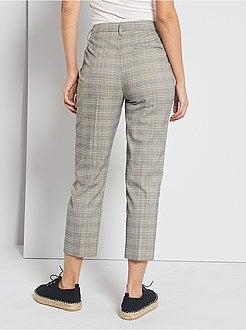 Pantalon à pinces à carreaux - Kiabi