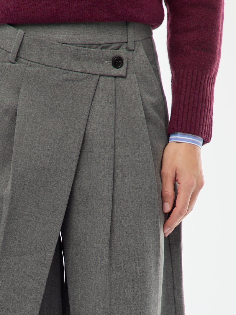 Pantalon à pinces asymétrique Gris - Kiabi