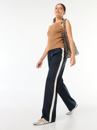 Pantalon à pinces avec bandes sur le côté