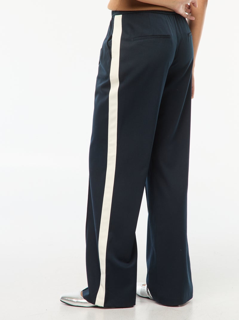 Pantalon à pinces avec bandes sur le côté Bleu - Kiabi