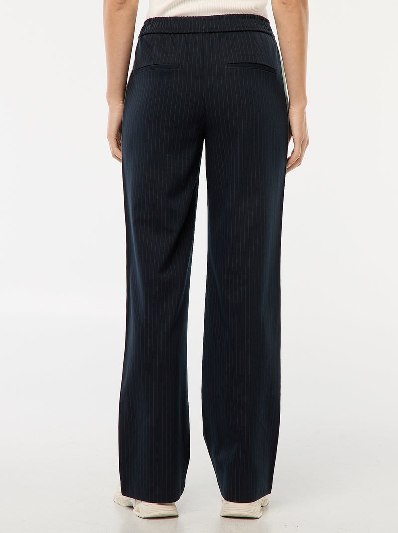 Pantalon à pinces avec bandes sur le côté Bleu - Kiabi
