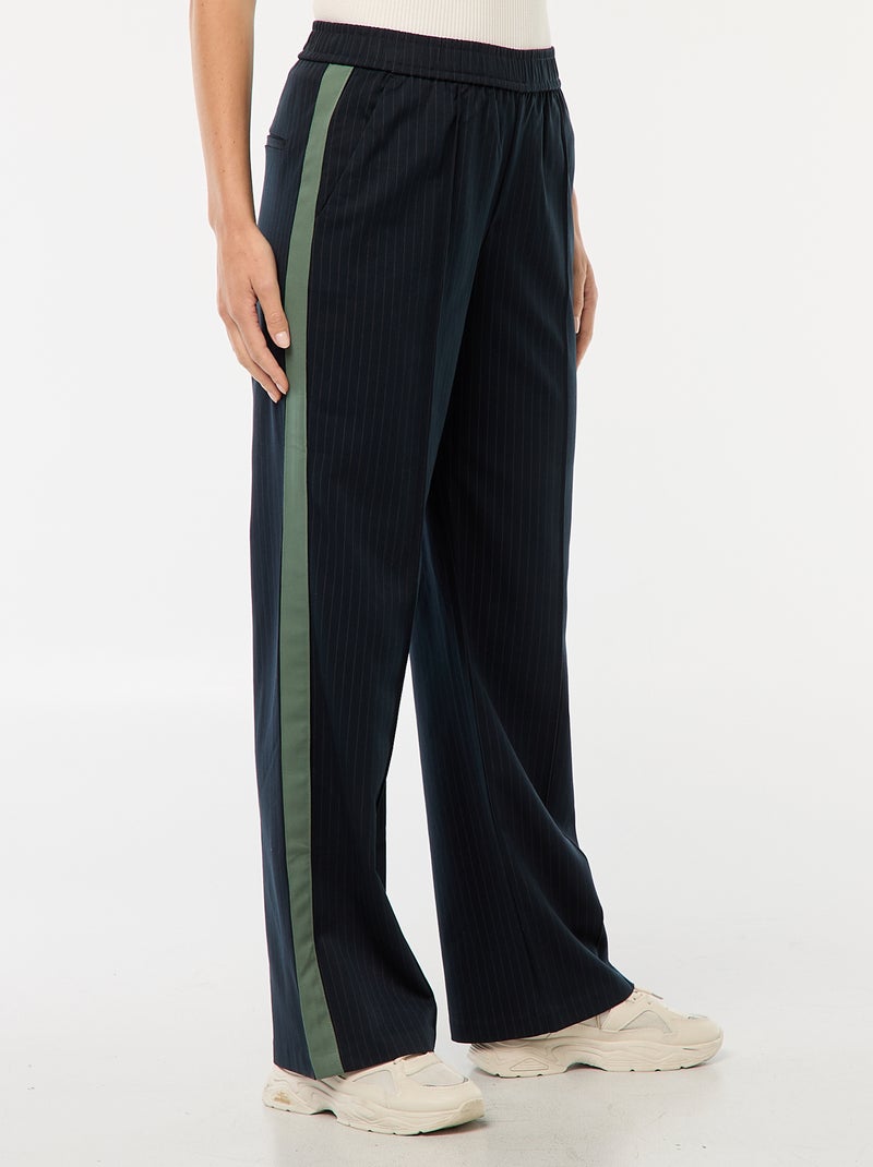 Pantalon à pinces avec bandes sur le côté Bleu - Kiabi